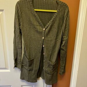 Olive Green Women's Cardigan Sweater